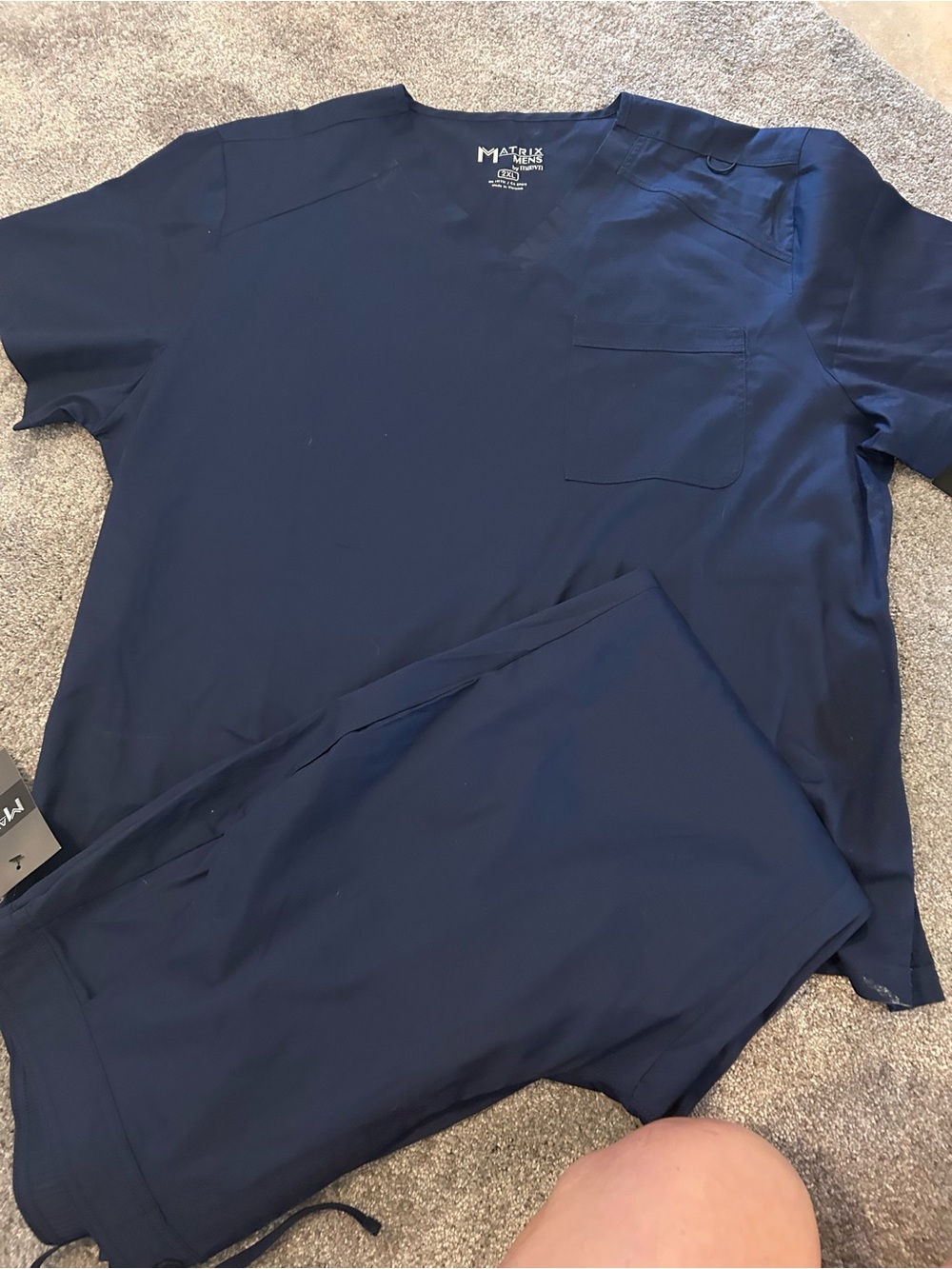 Matrix Mens Navy Scrub Set - V-Neck Top & Pants